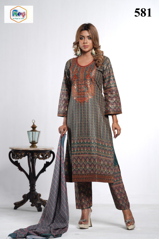 New Readymade Eid Collection Girls Cotton Skinprint Embroidery Lace Work Salwar Kameez | Three Piece 53