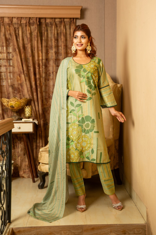 New Readymade Eid Collection Girls Cotton Skinprint Embroidery Lace Work Salwar Kameez | Three Piece 37