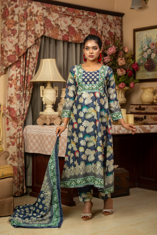 New Readymade Eid Collection Girls Cotton Skinprint Embroidery Lace Work Salwar Kameez | Three Piece 16