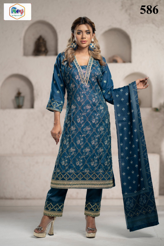 New Readymade Eid Collection Girls Cotton Skinprint Embroidery Lace Work Salwar Kameez | Three Piece 51