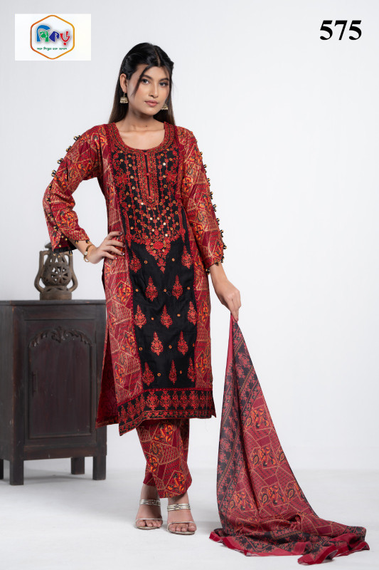 New Readymade Eid Collection Girls Cotton Skinprint Embroidery Lace Work Salwar Kameez | Three Piece 57