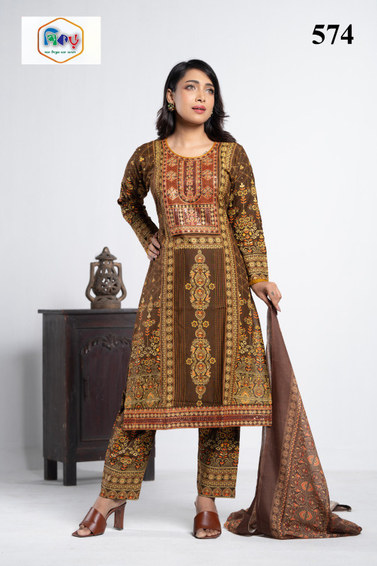 New Readymade Eid Collection Girls Cotton Skinprint Embroidery Lace Work Salwar Kameez | Three Piece 58